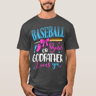 T-shirt Baseball Or Bows Godfather Loves You Pink Blue Gen