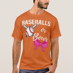 T-shirt Baseball ou Bows drôle Genre Révéler Blue Pink Mat