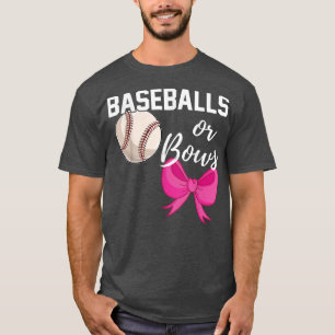 T-shirt Baseball ou Bows drôle Genre Révéler Blue Pink Mat