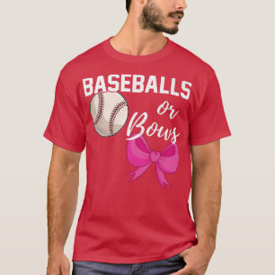 T-shirt Baseball ou Bows drôle Genre Révéler Blue Pink Mat