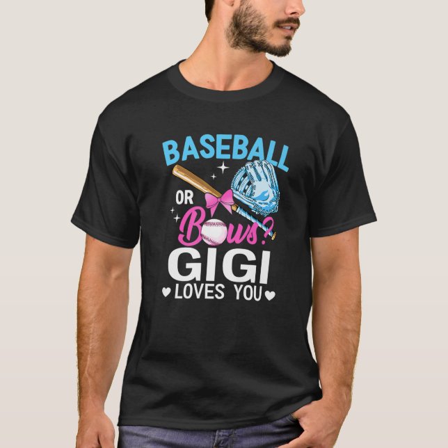 T-shirt Baseball Ou Bows Gigi Vous Aime Genre Révéler Rose (Devant)