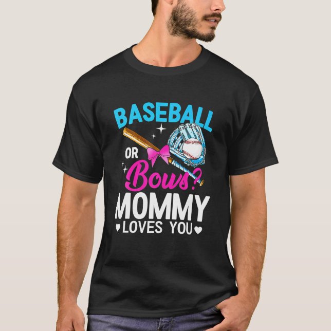 T-shirt Baseball Ou Bows Maman Vous Aime Genre Révéler Clo (Devant)