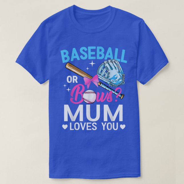 T-shirt Baseball Ou Bows Maman Vous Aime Genre Révéler Ros (Design devant)