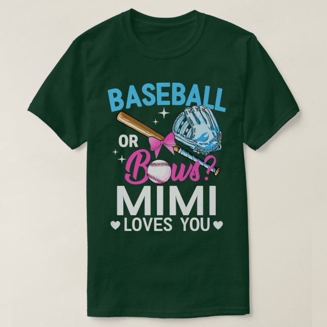 T-shirt Baseball Ou Bows Mimi Vous Aime Genre Révéler Rose (Design devant)