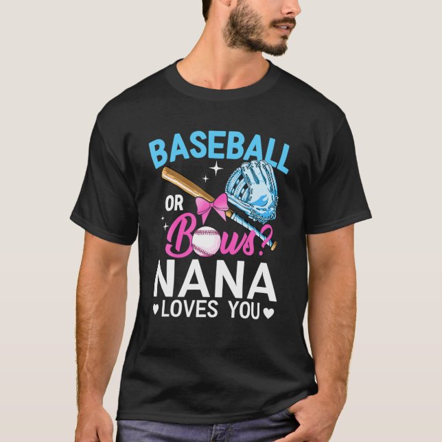 T-shirt Baseball Ou Bows Nana Vous Aime Genre Révéler Rose (Devant)