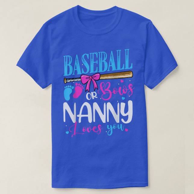 T-shirt Baseball ou Bows Nanny vous aime rose ou bleu Gend (Design devant)