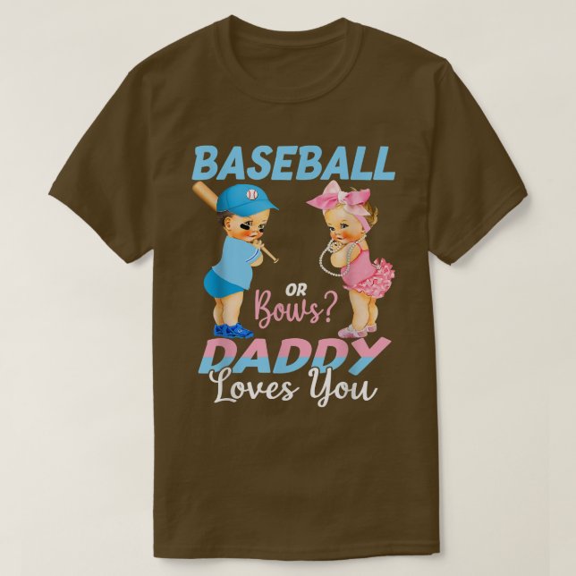 T-shirt Baseball Ou Bows Papa Vous Aime Bébé Genre Revea (Design devant)