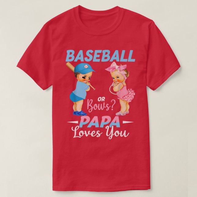 T-shirt Baseball Ou Bows Papa Vous Aime Bébé Genre Révéler (Design devant)