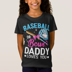 T-Shirt Baseball Ou Bows Papa Vous Aime Révéler Le Sexe