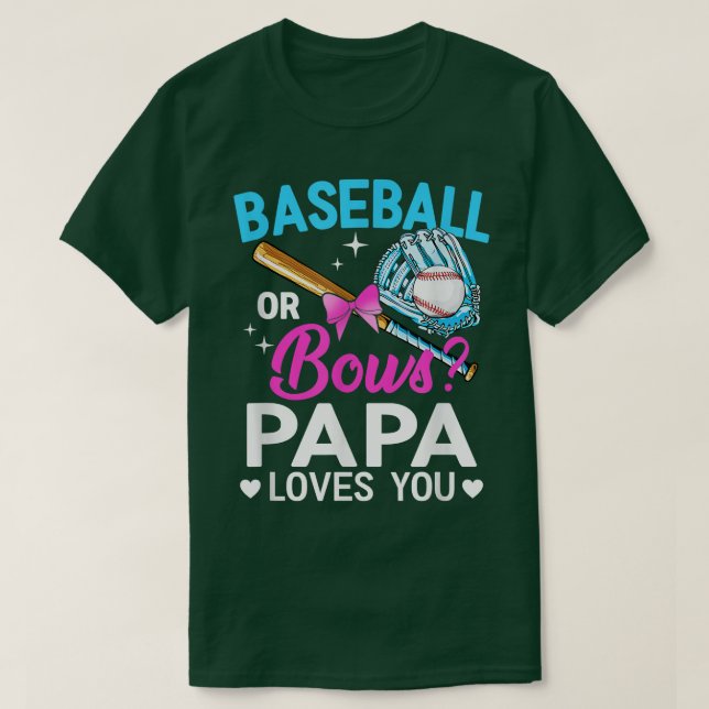 T-shirt Baseball Ou Bows Papa Vous Aime Révéler Le Sexe (Design devant)