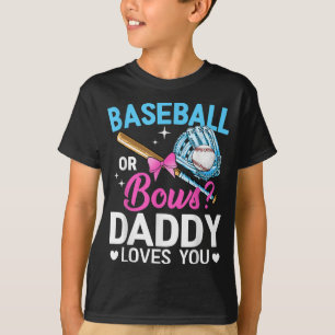 T-shirt Baseball Ou Bows Papa Vous Aime Révéler Le Sexe