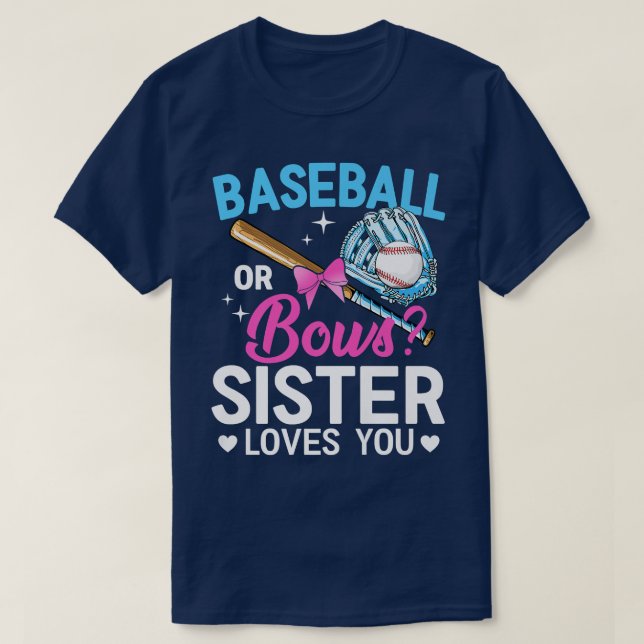 T-shirt Baseball Ou Bows Soeur Vous Aime Révéler Le Sexe (Design devant)