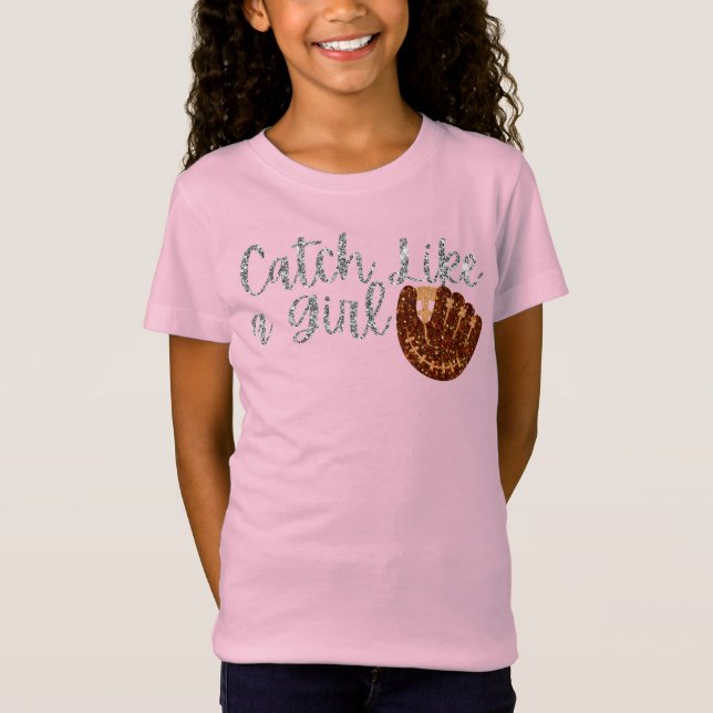 T-Shirt Baseball Paillette Comme une Fille (Devant)