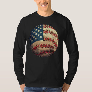T-shirt Baseball Patriotique 4 Juillet USA Drapeau América