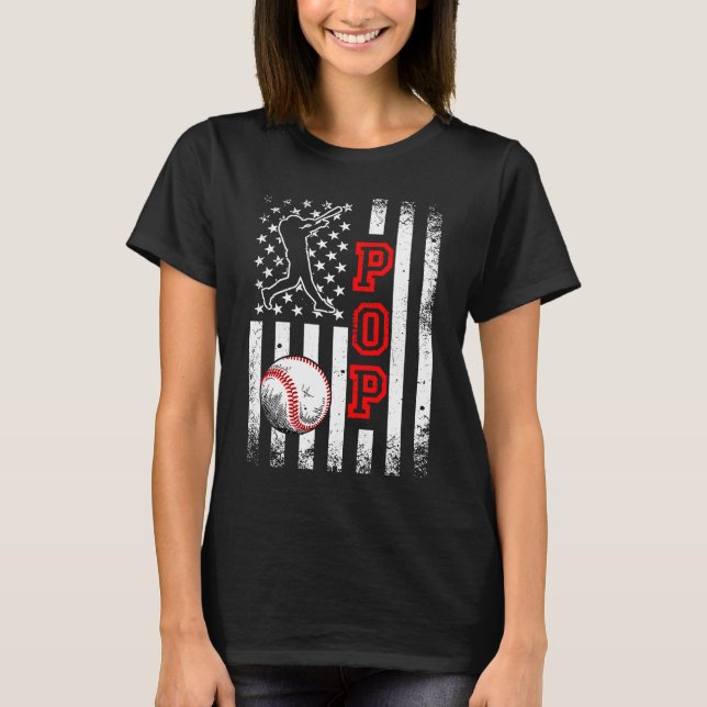 T-shirt Baseball Pop American Flag Baseball Vintage (Devant)
