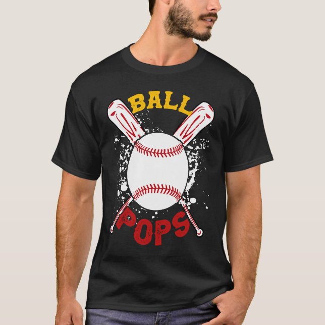 T-shirt Baseball Pops Ball Softball  Fathers Day (Devant)