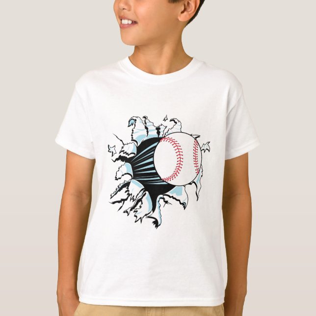 T-shirt baseball puissant déchirant (Devant)