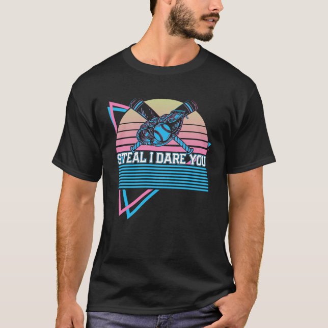 T-shirt Baseball Retro Steal I Dare You (Devant)