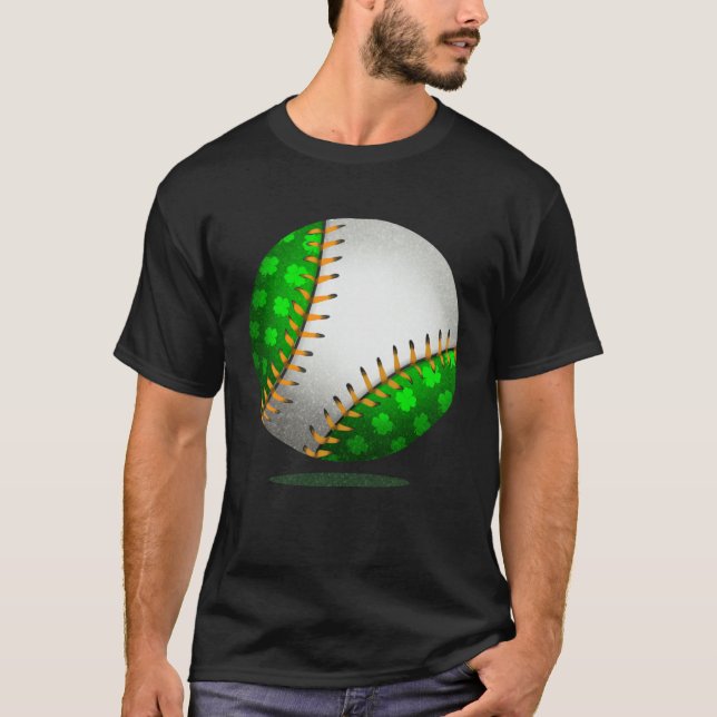 T-shirt Baseball Shamrock Retro St Patricks Day Irish Spor (Devant)