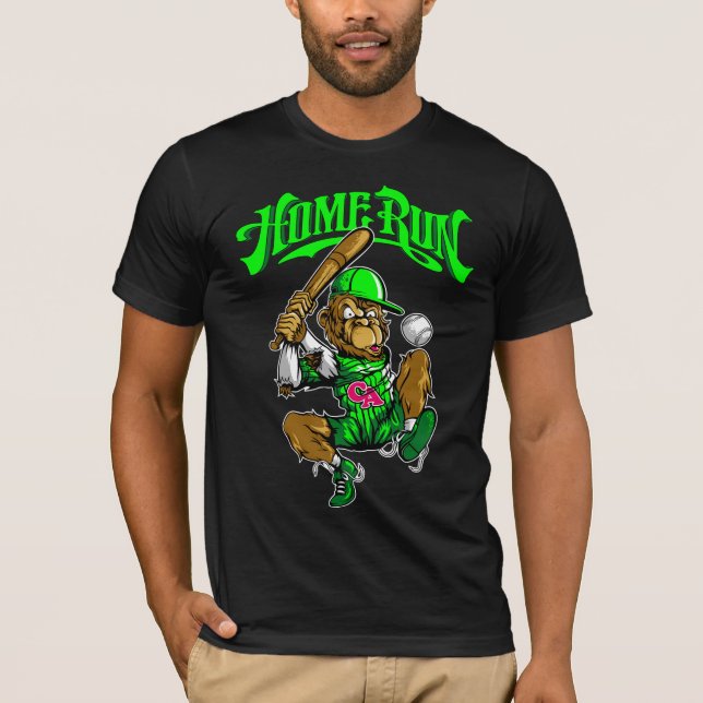 T-shirt Baseball Singe Coup de Circuit (Devant)
