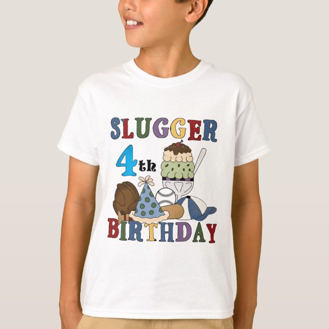 T-shirt Baseball Slugger 4e anniversaire (Devant)