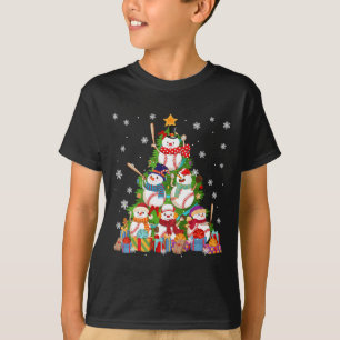 T-shirt Baseball Snowman Arbre de Noël Pitchers Catchers