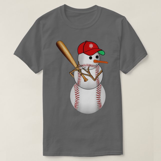 T-shirt Baseball Snowman Balls Neige Noël Noël Noël Noël C (Design devant)