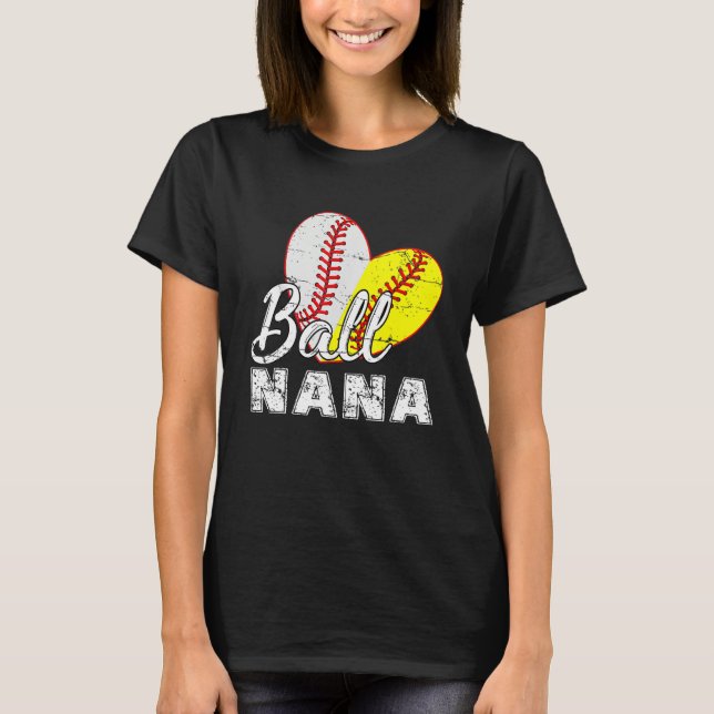 T-shirt Baseball Softball Ball Heart Nana Mother s Day (Devant)