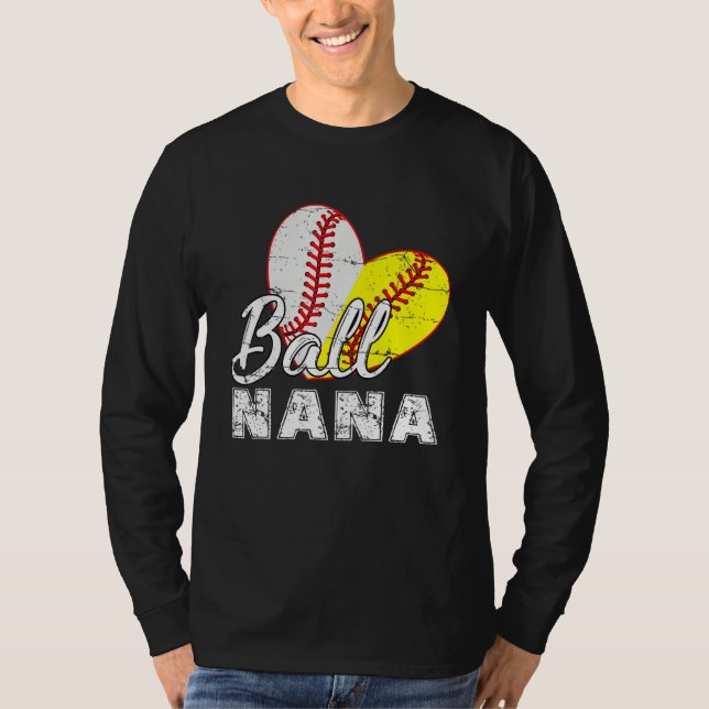 T-shirt Baseball Softball Ball Heart Nana Mother s Day (Devant)