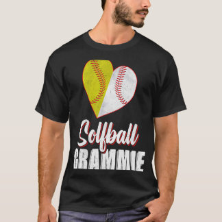 T-shirt Baseball Softball Grammie Heart Ball Mothers Day S