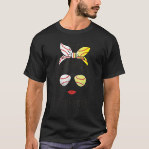 T-shirt Baseball Softball Stepmaman Vie Messy Bun Mères D