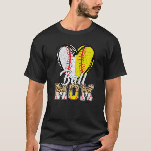 T-shirt Baseball Softball Vintage Ball Maman Leopard Femme