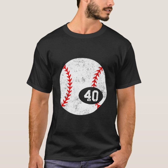 T-shirt Baseball Sport 40 Jersey Number Distressed (Devant)