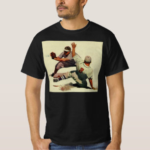 T-shirt Baseball Sportif Vintage, Joueur Glissant vers le