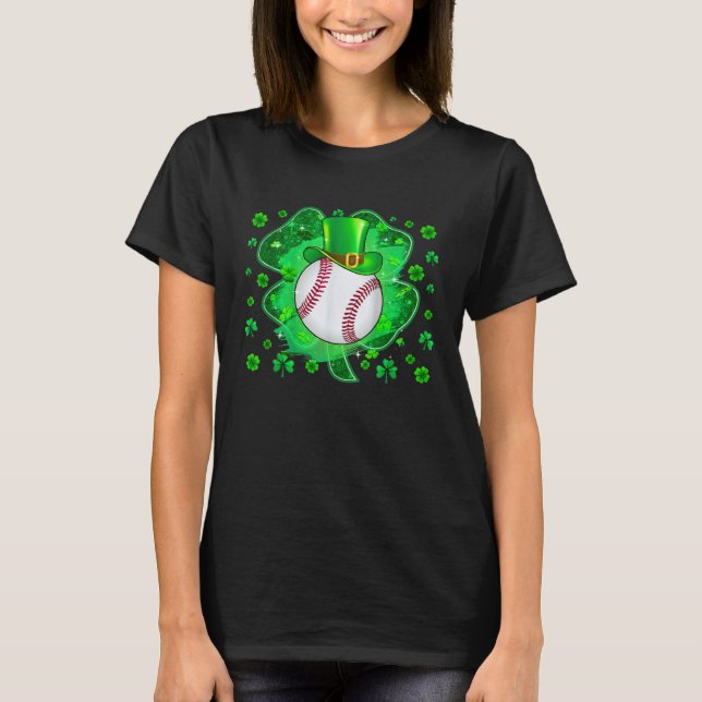 T-shirt Baseball St Patricks Day Leprechaun Shamrock Boys  (Devant)