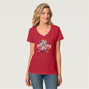 T-shirt Baseball Stars & Stripes (mode D) Femme Col V