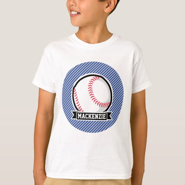 T-shirt Baseball sur Bleu & Blancs (Devant)