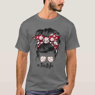 T-shirt Baseball Tia Life Messy Bun Lunettes de soleil Drô