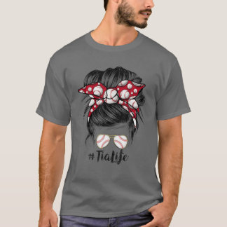 T-shirt Baseball Tia Life Messy Bun Lunettes de soleil Drô