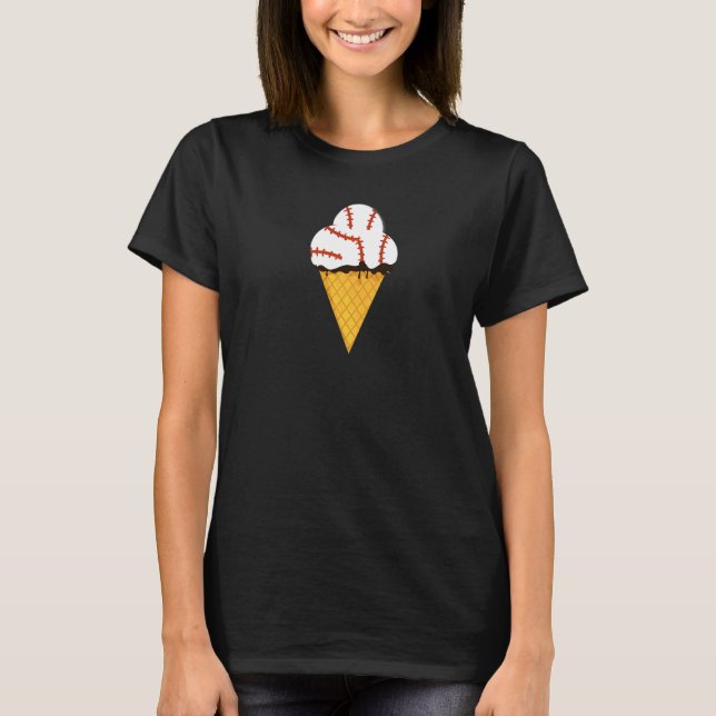 T-shirt Baseball Triple Scoop Ice Cream Cone (Devant)