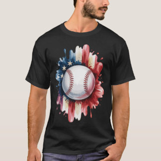 T-shirt Baseball USA Drapeau Américain Patriotique Sport V