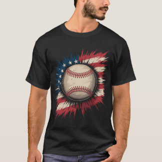 T-shirt Baseball USA Drapeau Américain Patriotique Sport V
