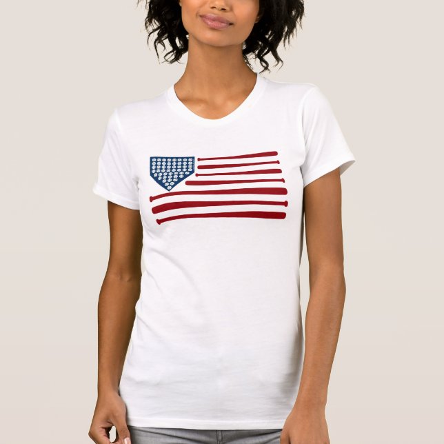 T-shirt Baseball USA Flag Bats & Balls - GraphicLoveShop (Devant)