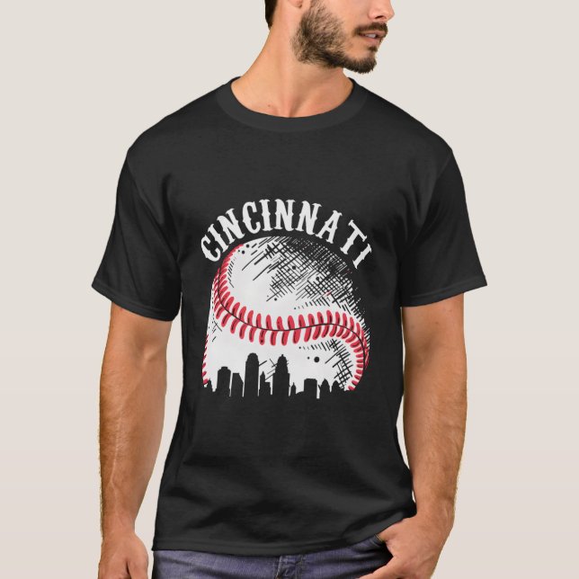 T-shirt Baseball vintage À Cincinnati City À (Devant)