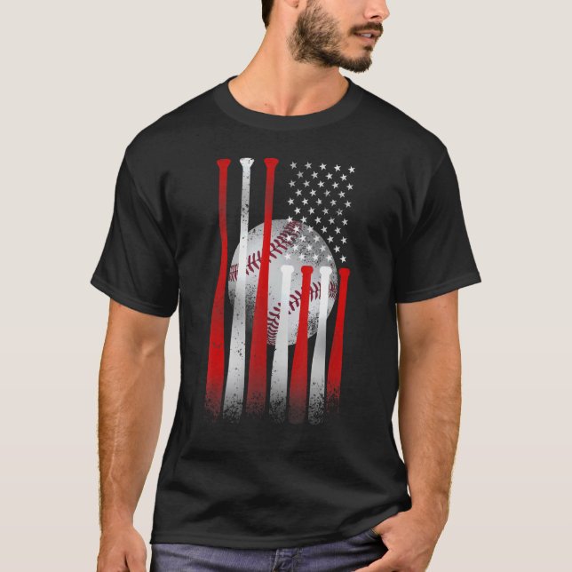 T-shirt Baseball vintage American Flag Baseball (Devant)