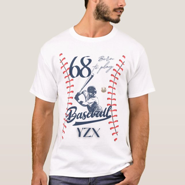 T-shirt baseball vintage, né pour jouer (Devant)