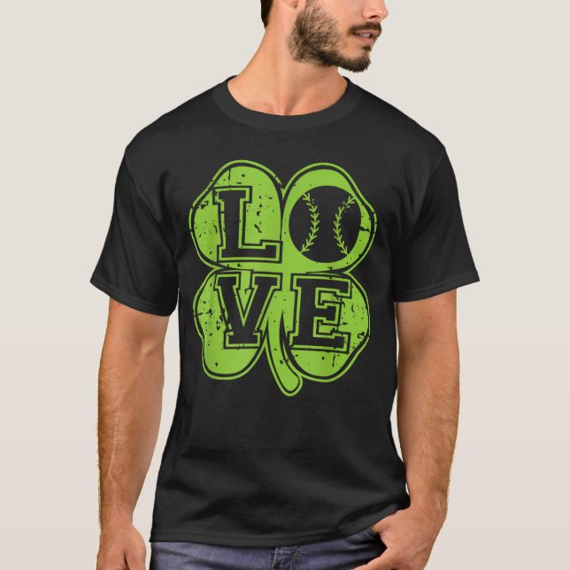 T-shirt Baseball Vintage Trèfle Saint-Patrick (Devant)