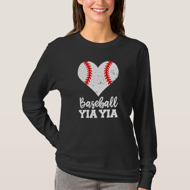 T-shirt Baseball Yia Yia Baseball Heart Grandma YiaYia (Devant)