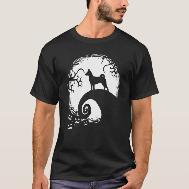 T-shirt Basenji et Halloween de la Lune (Devant)