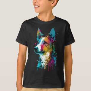 T-shirt Basenji - Graffiti Neon Enk Splash